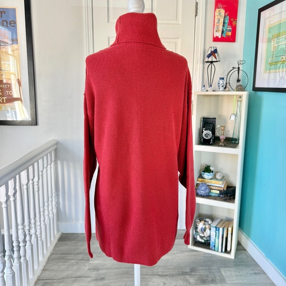 FREE PEOPLE Softly Structured Red Knit Turtleneck Tunic Sweater (size XS) - Picture 7 of 13